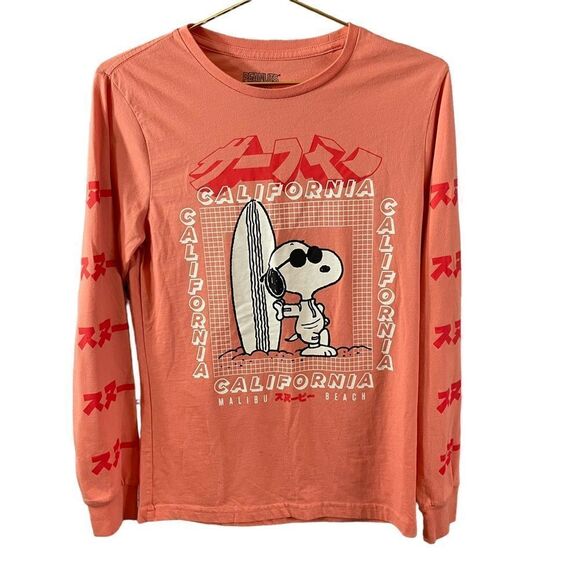 Peanuts Tops - Peanuts California Malibu Beach Long Sleeve Tee Size Small